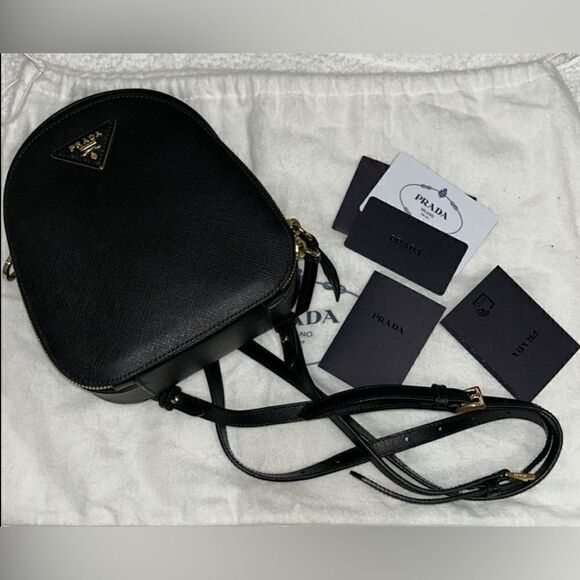 Authentic Prada Black Saffiano Lux Mini Odette Backpack - Picture 6 of 17